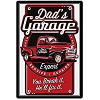 Los mejores  - Cartel de Chapa genérica 20 x 30 cm Dad ́s Garage Expert Auto Taller Metal Cartel